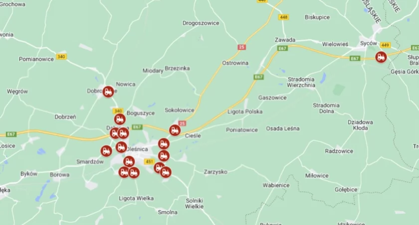 zdjęcie mapy przedstawiające miejsca z utrudnieniami