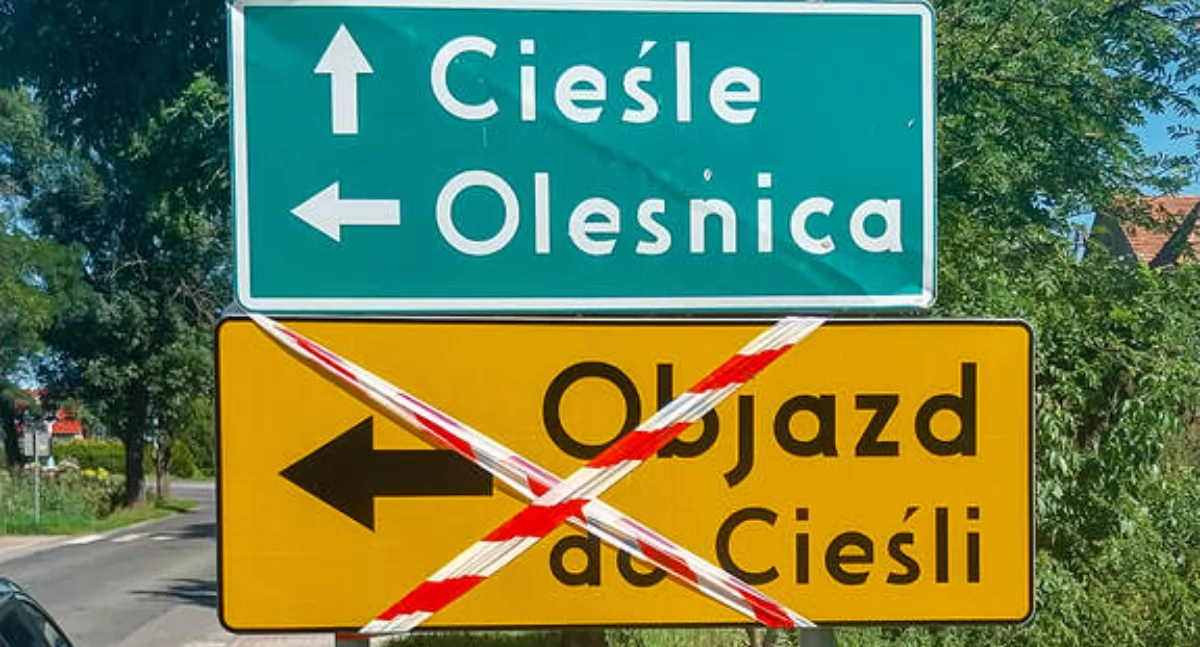 Wydarzenia, zapowiada utrudnienia drogach Cieślach Gręboszycach Oleśnicy - zdjęcie, fotografia