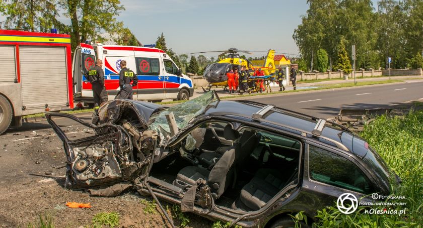 Na sygnale, Czołowe zderzenie Bierutowie interweniuje VIDEO - zdjęcie, fotografia