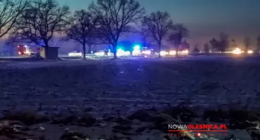 Poważny wypadek na drodze do Bierutowa. Wezwano śmigłowiec LPR
