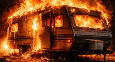 Tragiczny pożar w Oleśnicy. Strażacy ujawnili zwęglone zwłoki w przyczepie